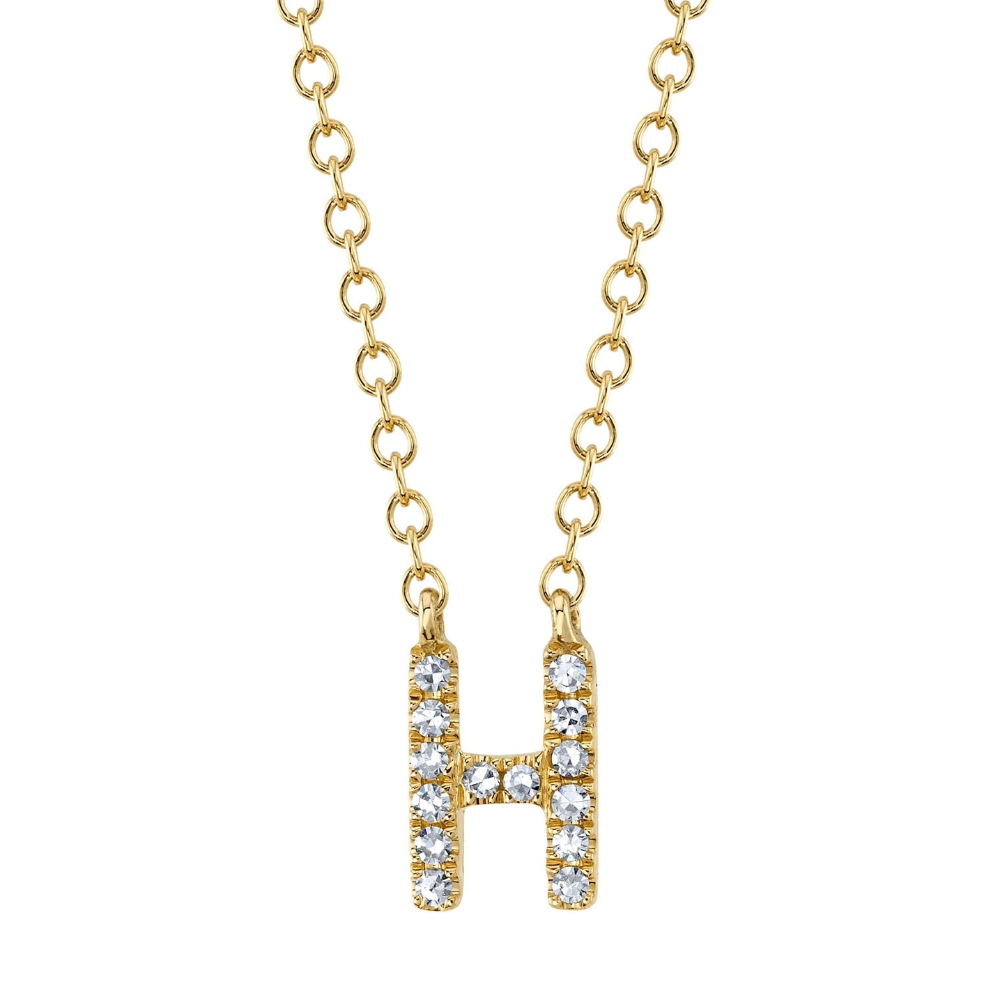 0.05CT 14K Y/G DIAMOND NECKLACE - INITIAL H