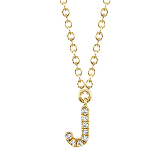 0.03CT 14K Y/G DIAMOND NECKLACE - INITIAL J