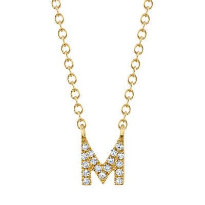 14K Yellow Gold Diamond Initial "M" Necklace