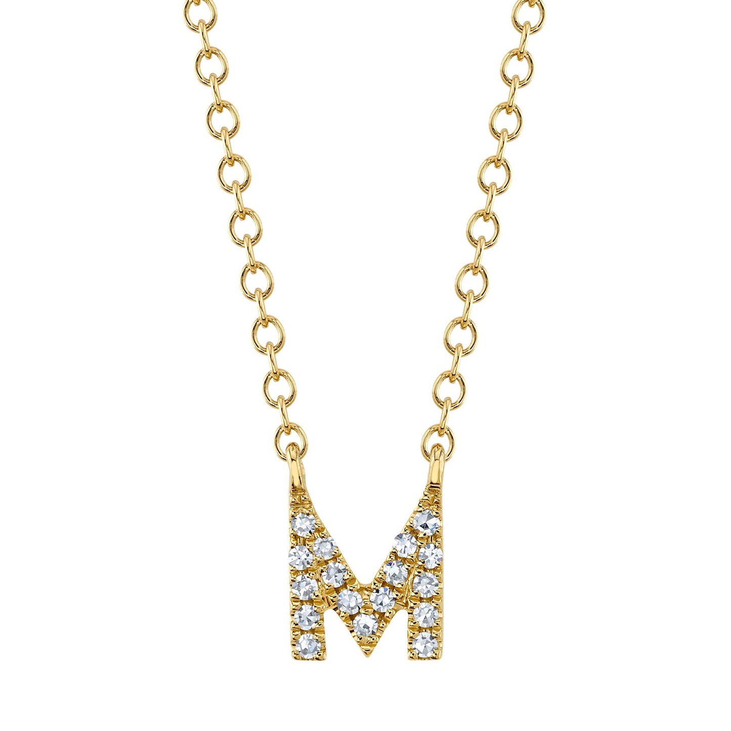 0.05CT 14K Y/G DIAMOND NECKLACE - INITIAL M