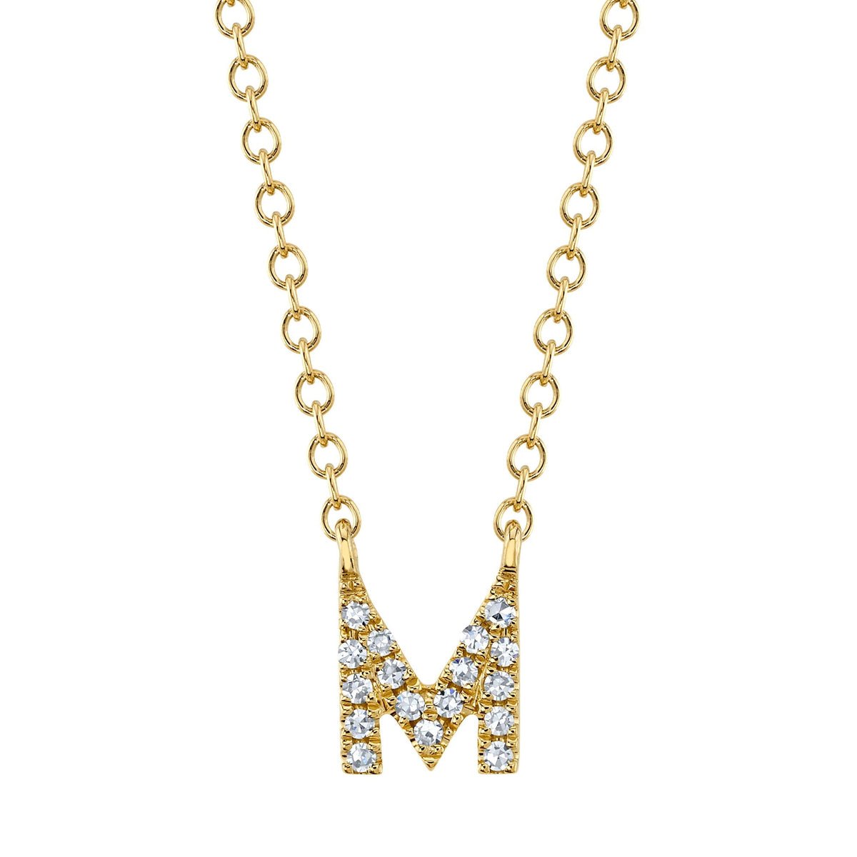 0.05CT 14K Y/G DIAMOND NECKLACE - INITIAL M