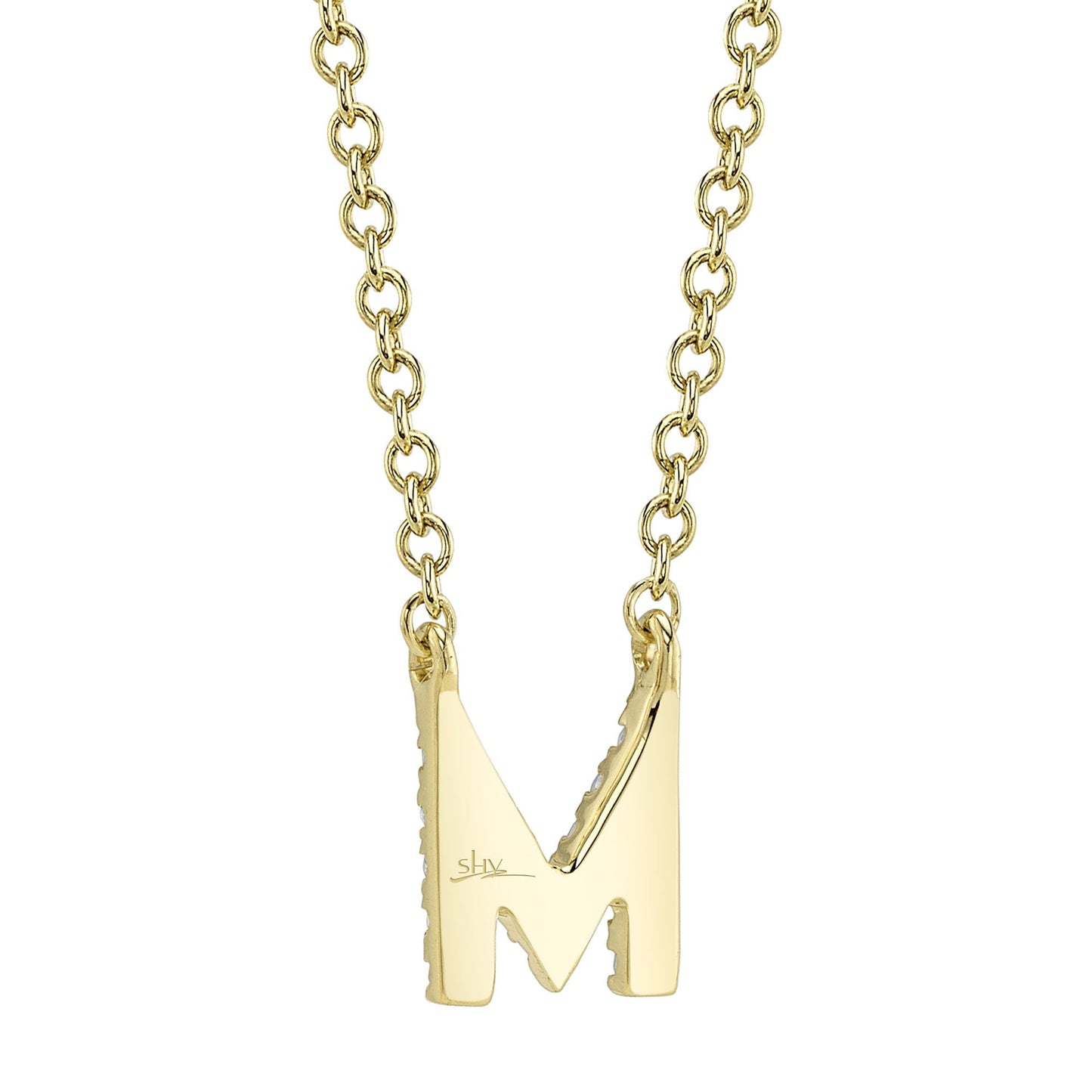 0.05CT 14K Y/G DIAMOND NECKLACE - INITIAL M