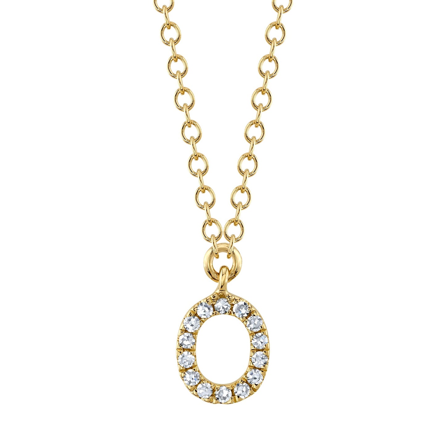 0.05CT 14K Y/G DIAMOND NECKLACE - INITIAL O