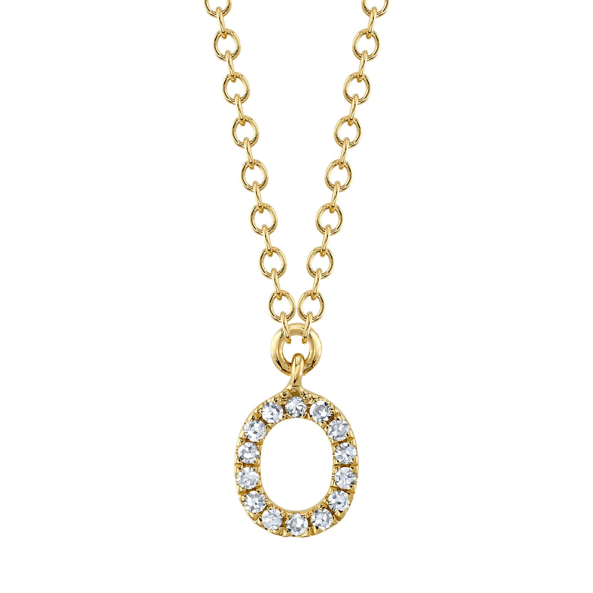 0.05CT 14K Y/G DIAMOND NECKLACE - INITIAL O