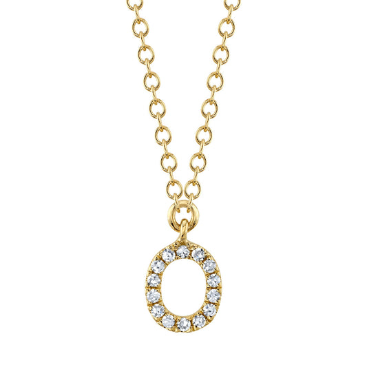 0.05CT 14K Y/G DIAMOND NECKLACE - INITIAL O