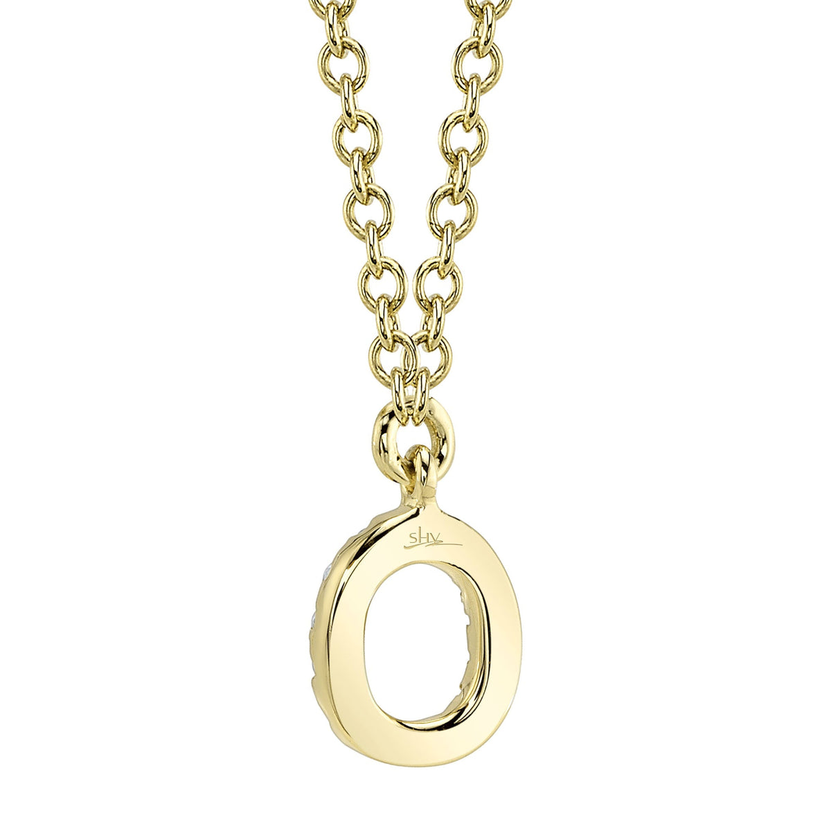 0.05CT 14K Y/G DIAMOND NECKLACE - INITIAL O