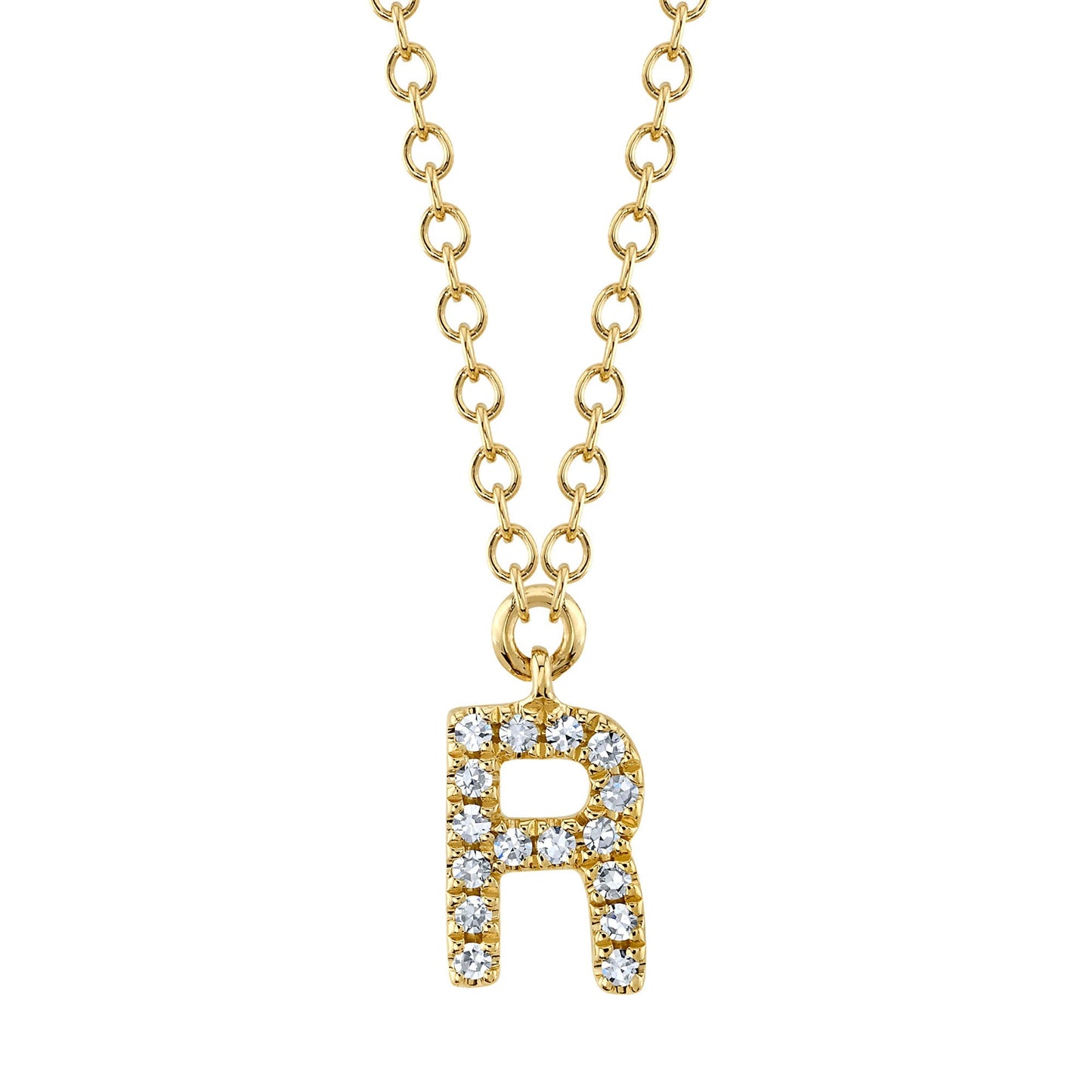 0.05CT 14K Y/G DIAMOND NECKLACE - INITIAL R