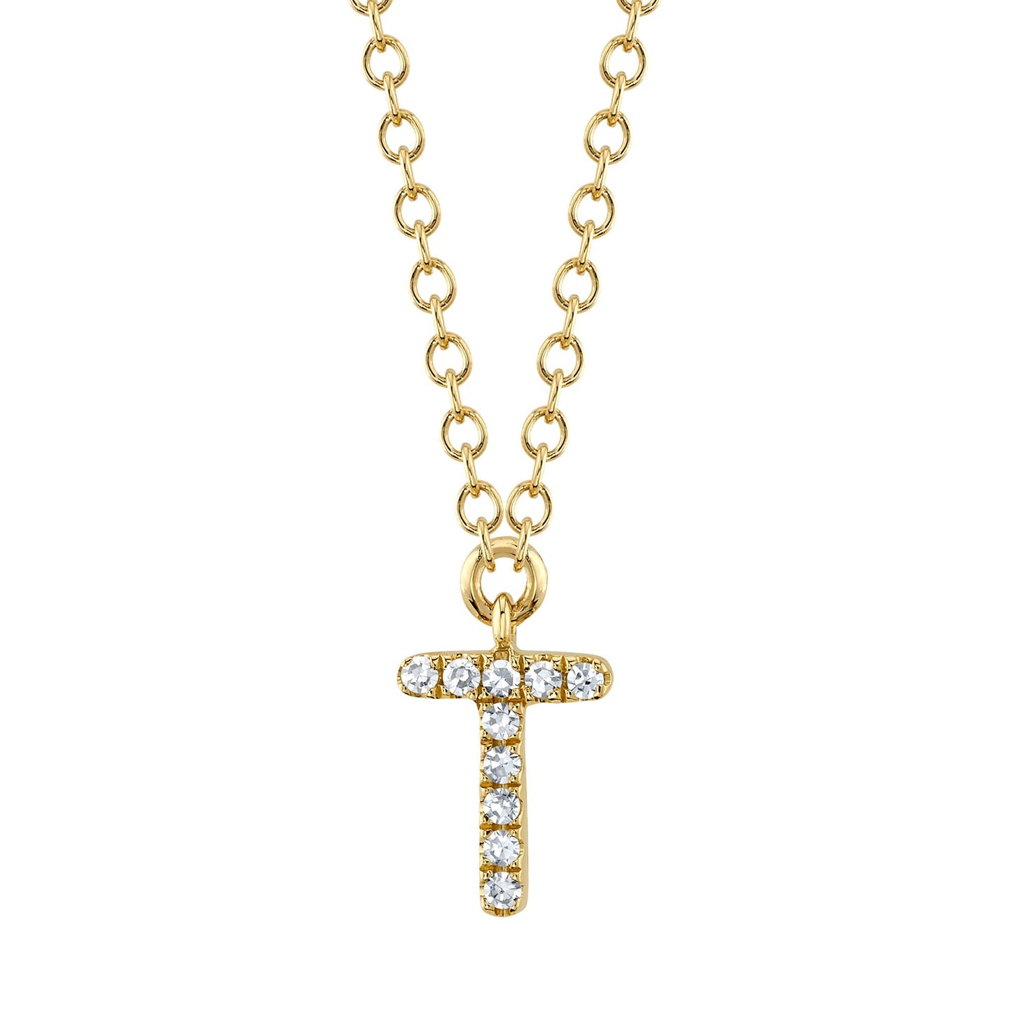 0.03CT 14K Y/G DIAMOND NECKLACE - INITIAL T