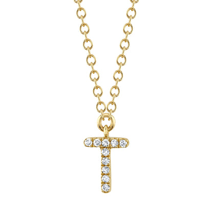 0.03CT 14K Y/G DIAMOND NECKLACE - INITIAL T