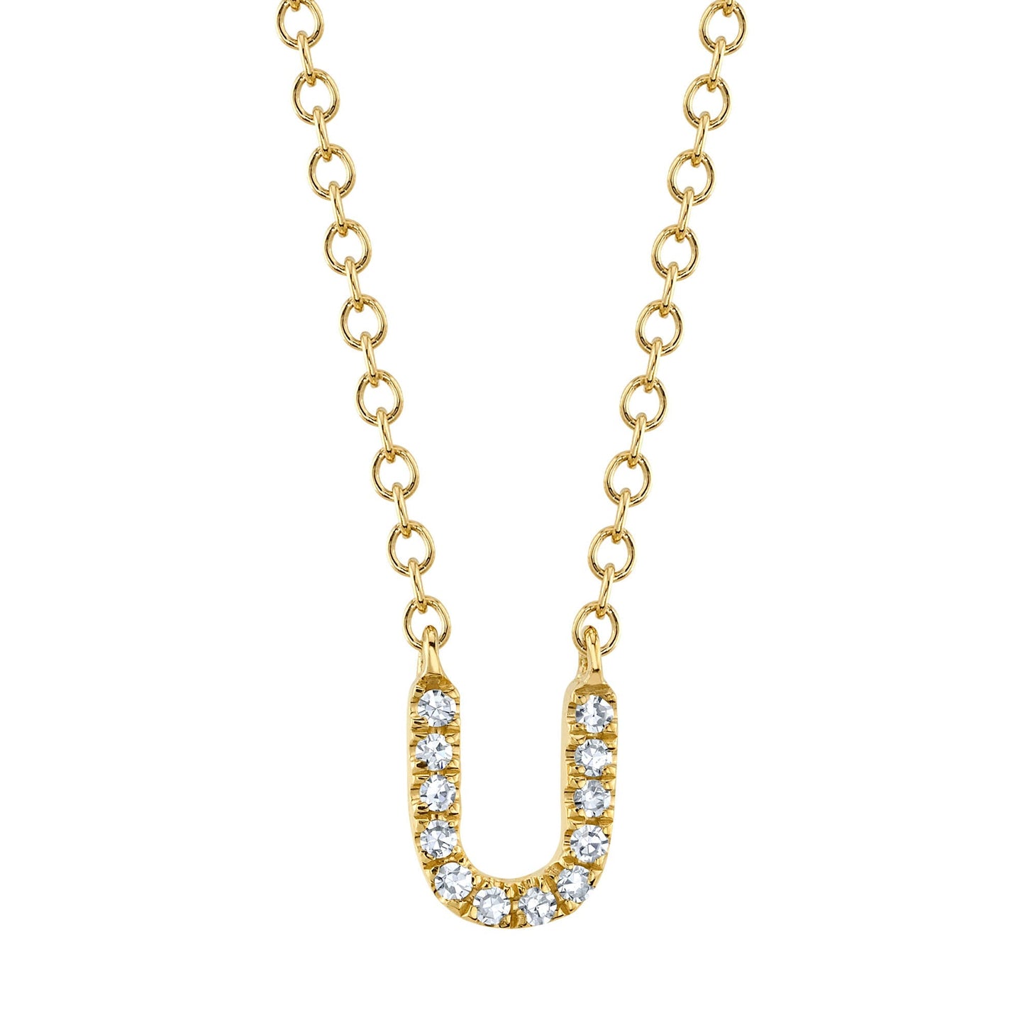 0.04CT 14K Y/G DIAMOND NECKLACE - INITIAL U