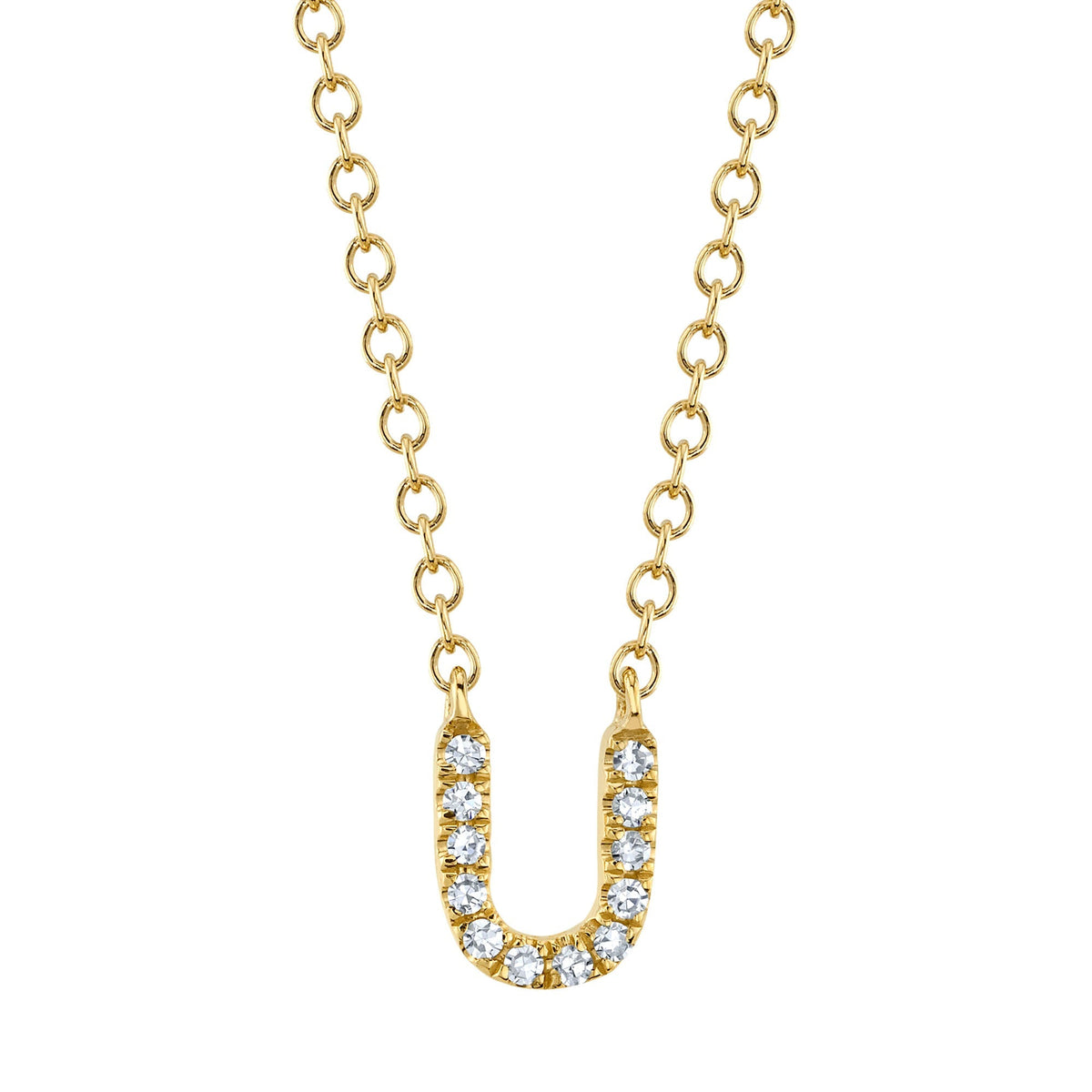 0.04CT 14K Y/G DIAMOND NECKLACE - INITIAL U