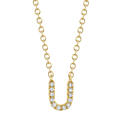 0.04CT 14K Y/G DIAMOND NECKLACE - INITIAL U