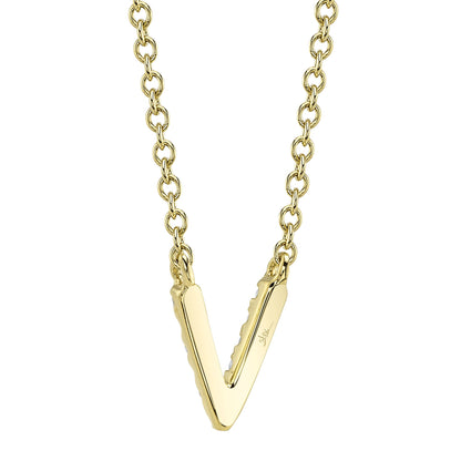 0.03CT 14K Y/G DIAMOND NECKLACE - INITIAL V
