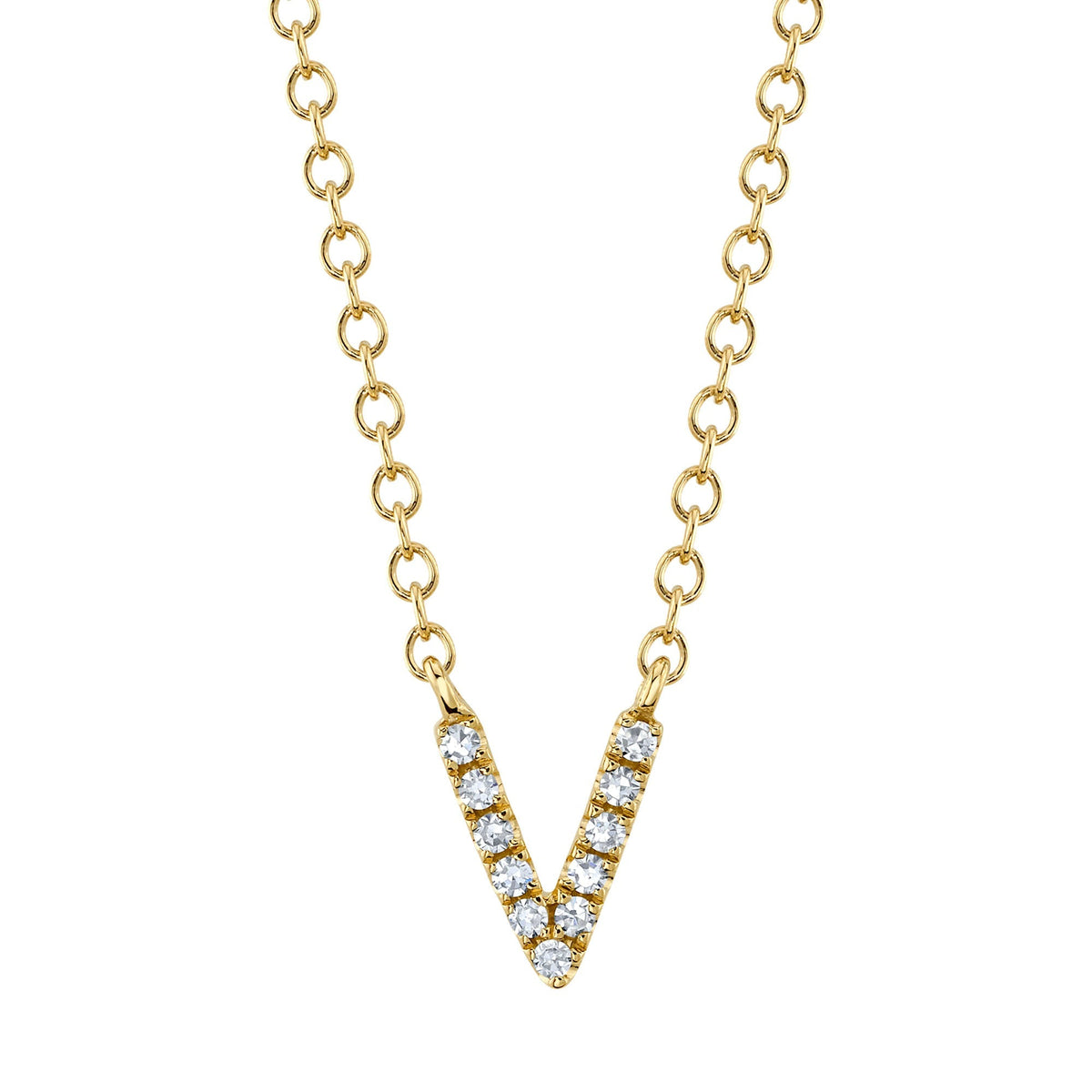 0.03CT 14K Y/G DIAMOND NECKLACE - INITIAL V