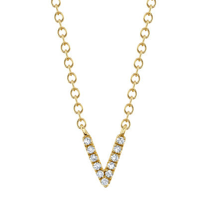 0.03CT 14K Y/G DIAMOND NECKLACE - INITIAL V