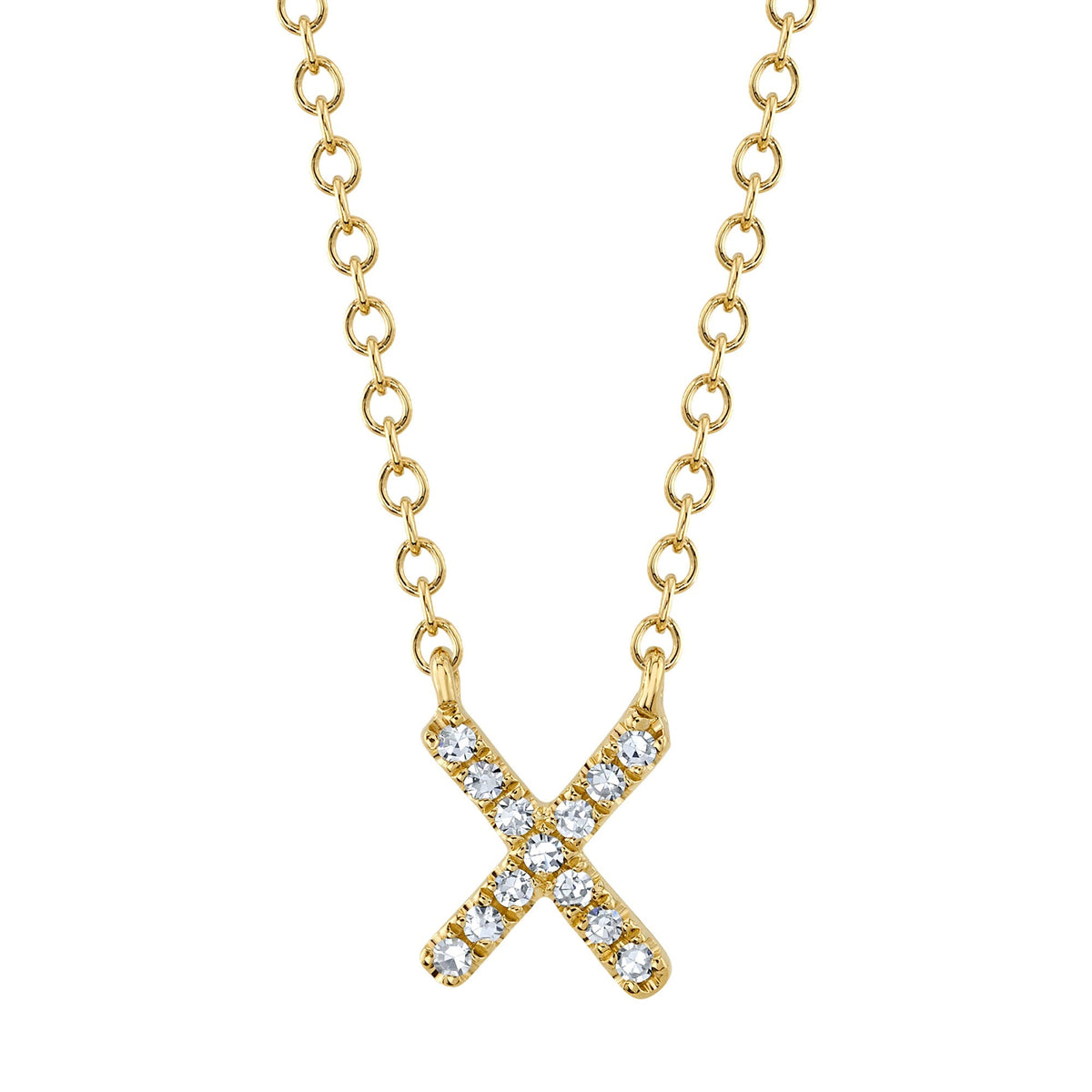 0.04CT 14K Y/G DIAMOND NECKLACE - INITIAL X