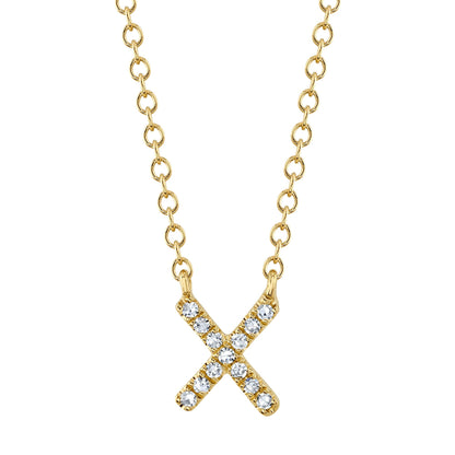 0.04CT 14K Y/G DIAMOND NECKLACE - INITIAL X