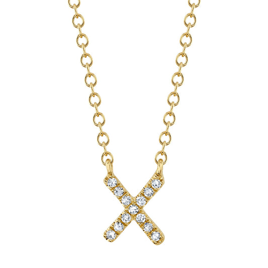 0.04CT 14K Y/G DIAMOND NECKLACE - INITIAL X