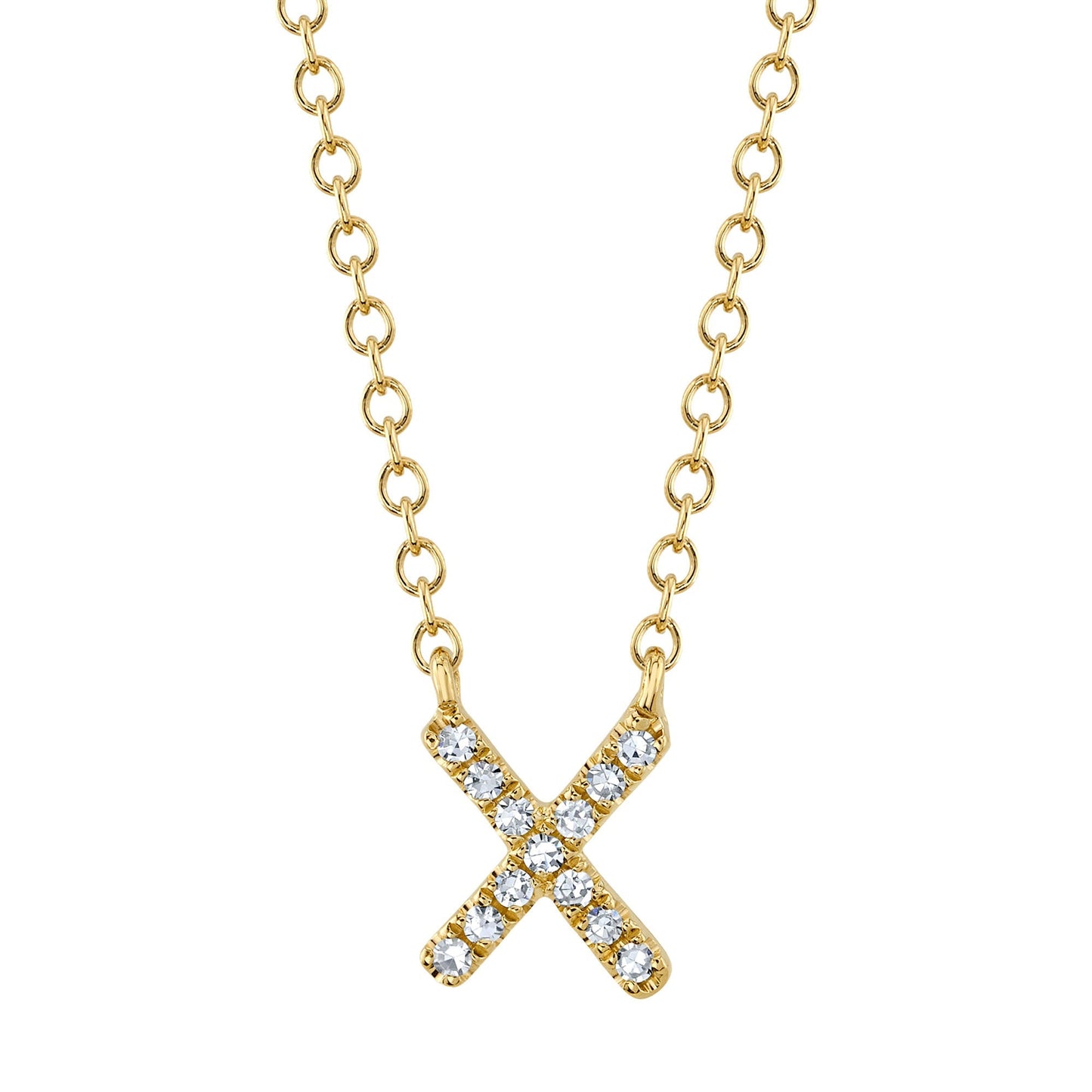 0.04CT 14K Y/G DIAMOND NECKLACE - INITIAL X