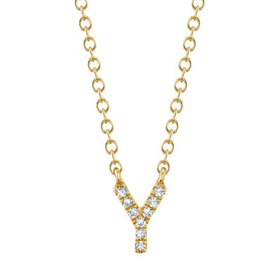 14K Yellow Gold Diamond Initial "Y" Necklace