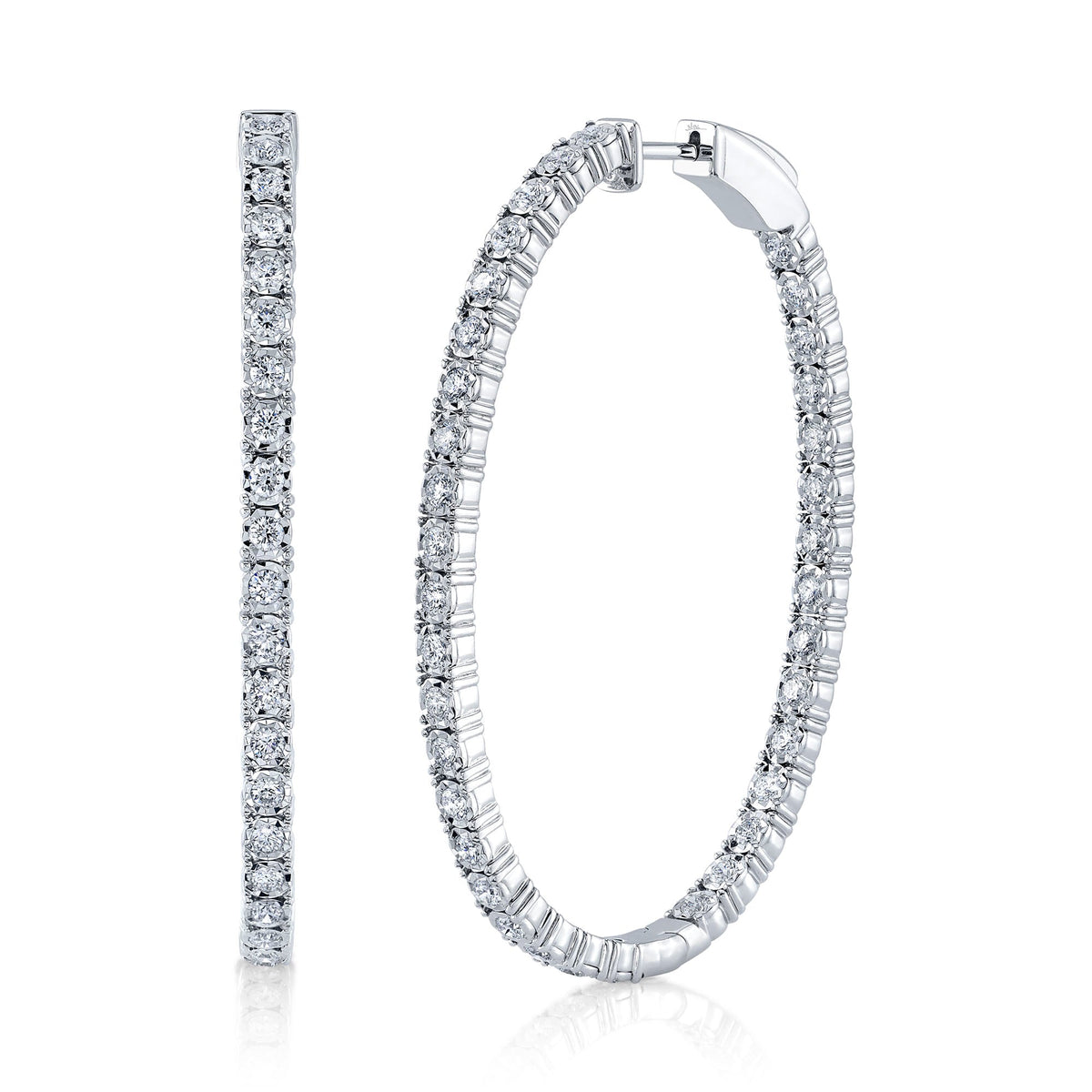 2.17CT 14K W/G DIAMOND OVAL HOOP EARRING