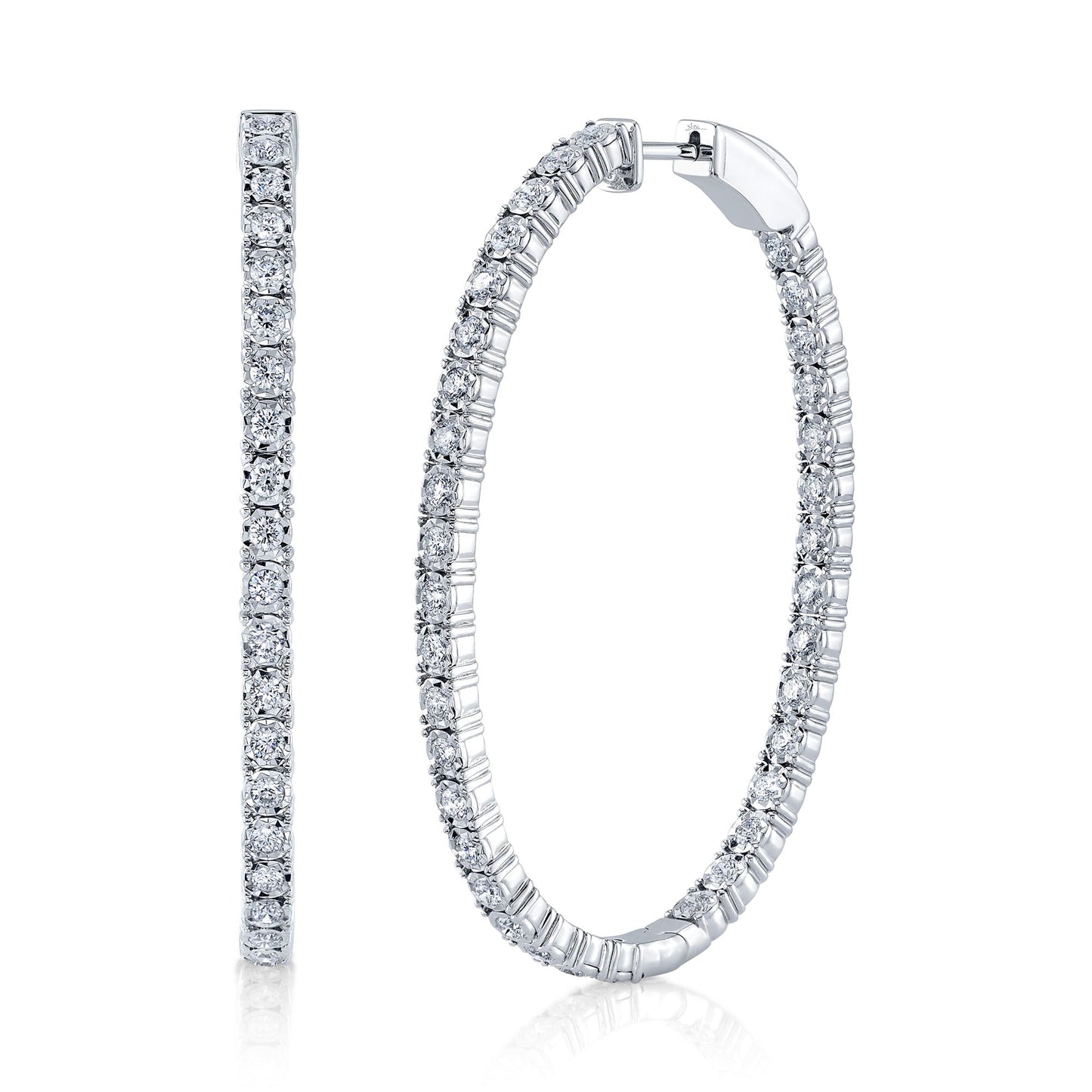 2.17CT 14K W/G DIAMOND OVAL HOOP EARRING