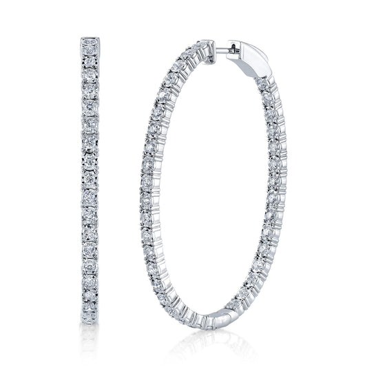 2.17CT 14K W/G DIAMOND OVAL HOOP EARRING