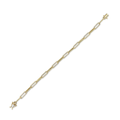 0.74CT 14K Y/G DIAMOND PAPER CLIP LINK BRACELET