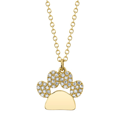 0.09CT 14K Y/G DIAMOND PAW NECKLACE