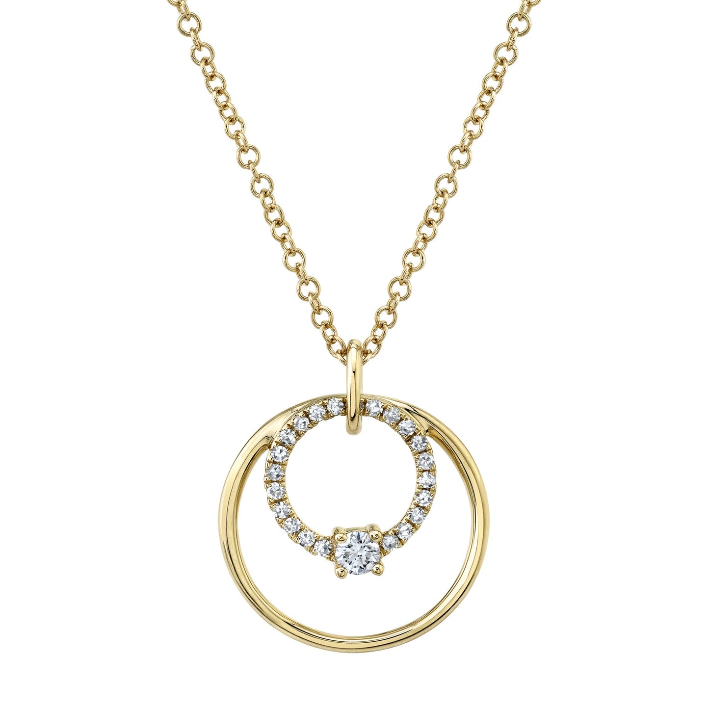 0.11CT 14K Y/G DIAMOND CIRCLE NECKLACE