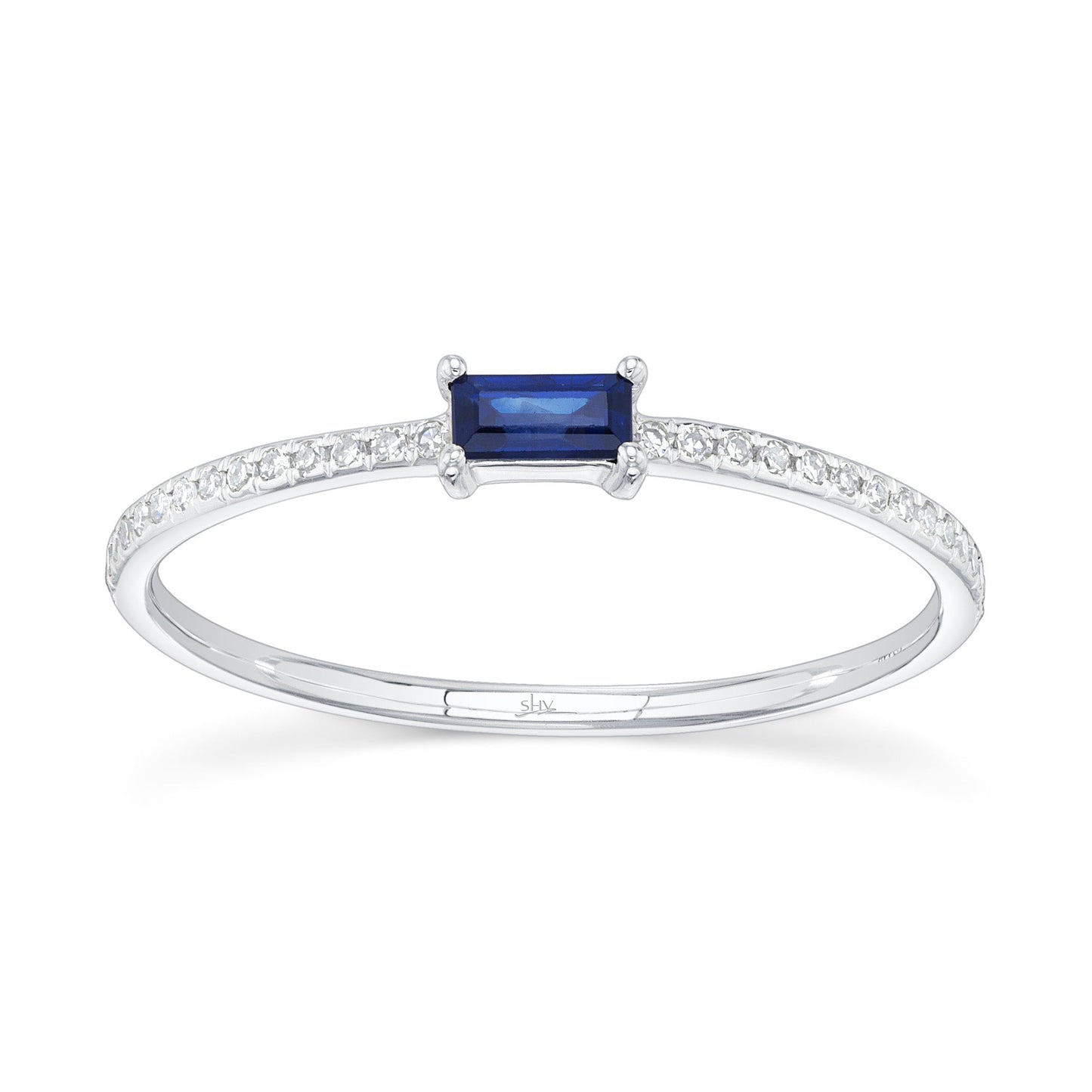0.08CT DIAMOND & 0.17CT BLUE SAPPHIRE 14K W/G LADY'S RING