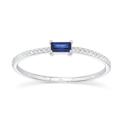 0.08CT DIAMOND & 0.17CT BLUE SAPPHIRE 14K W/G LADY'S RING