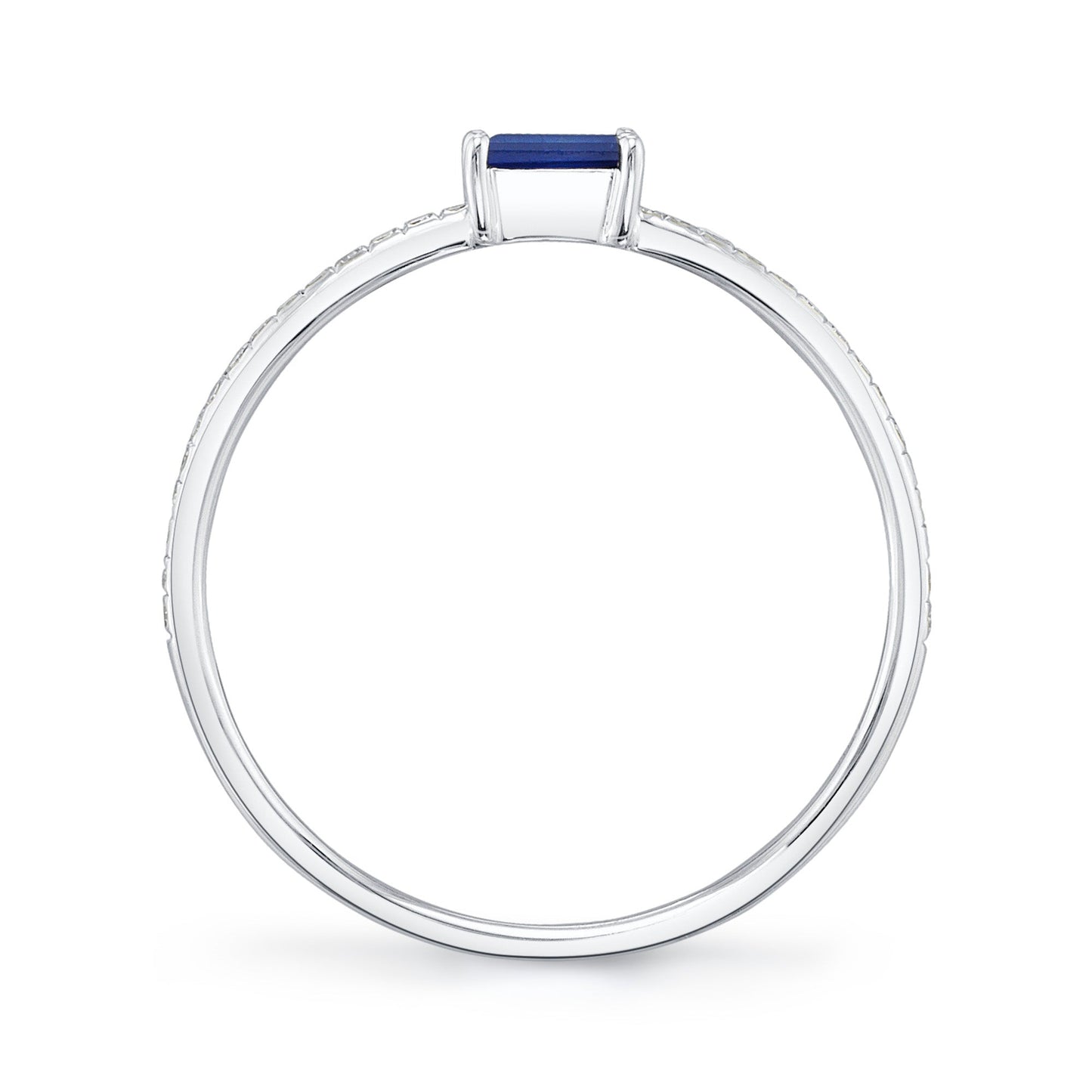 0.08CT DIAMOND & 0.17CT BLUE SAPPHIRE 14K W/G LADY'S RING
