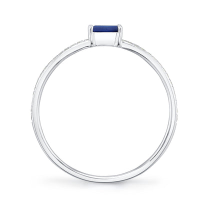 0.08CT DIAMOND & 0.17CT BLUE SAPPHIRE 14K W/G LADY'S RING