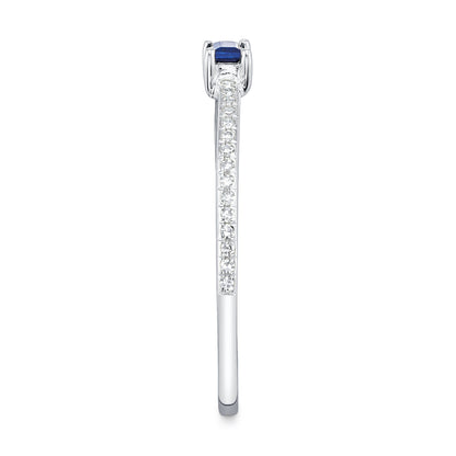 0.08CT DIAMOND & 0.17CT BLUE SAPPHIRE 14K W/G LADY'S RING