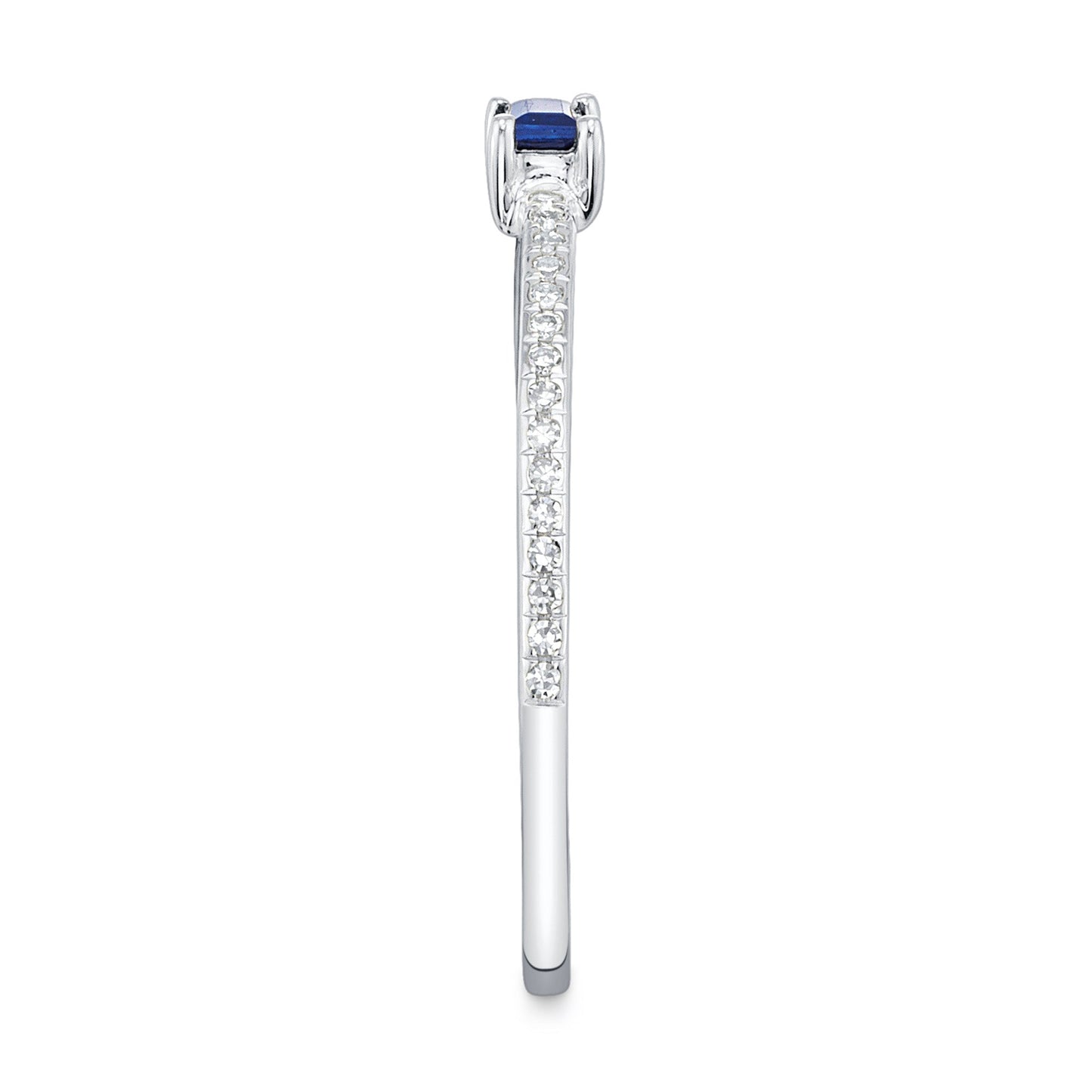 0.08CT DIAMOND & 0.17CT BLUE SAPPHIRE 14K W/G LADY'S RING