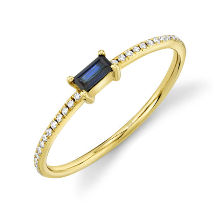 0.08CT DIAMOND & 0.17CT BLUE SAPPHIRE 14K Y/G LADY'S RING