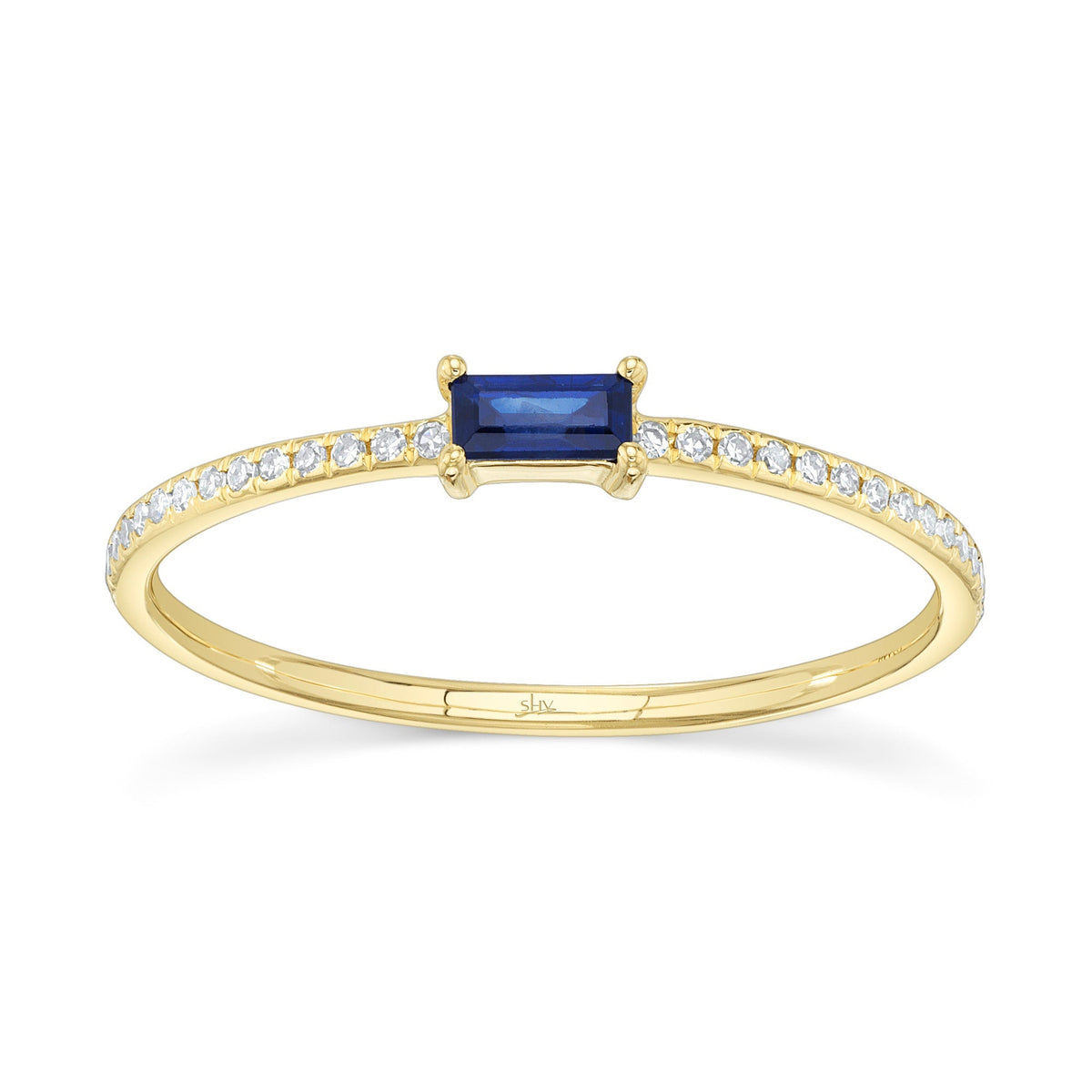 0.08CT DIAMOND & 0.17CT BLUE SAPPHIRE 14K Y/G LADY'S RING