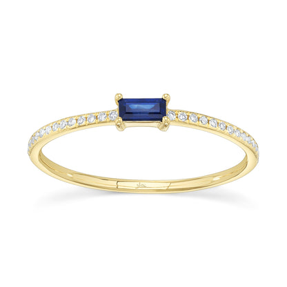 0.08CT DIAMOND & 0.17CT BLUE SAPPHIRE 14K Y/G LADY'S RING