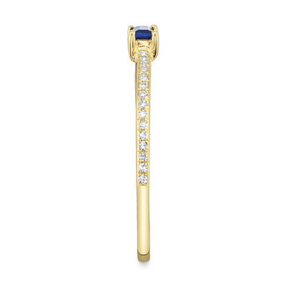0.08CT DIAMOND & 0.17CT BLUE SAPPHIRE 14K Y/G LADY'S RING