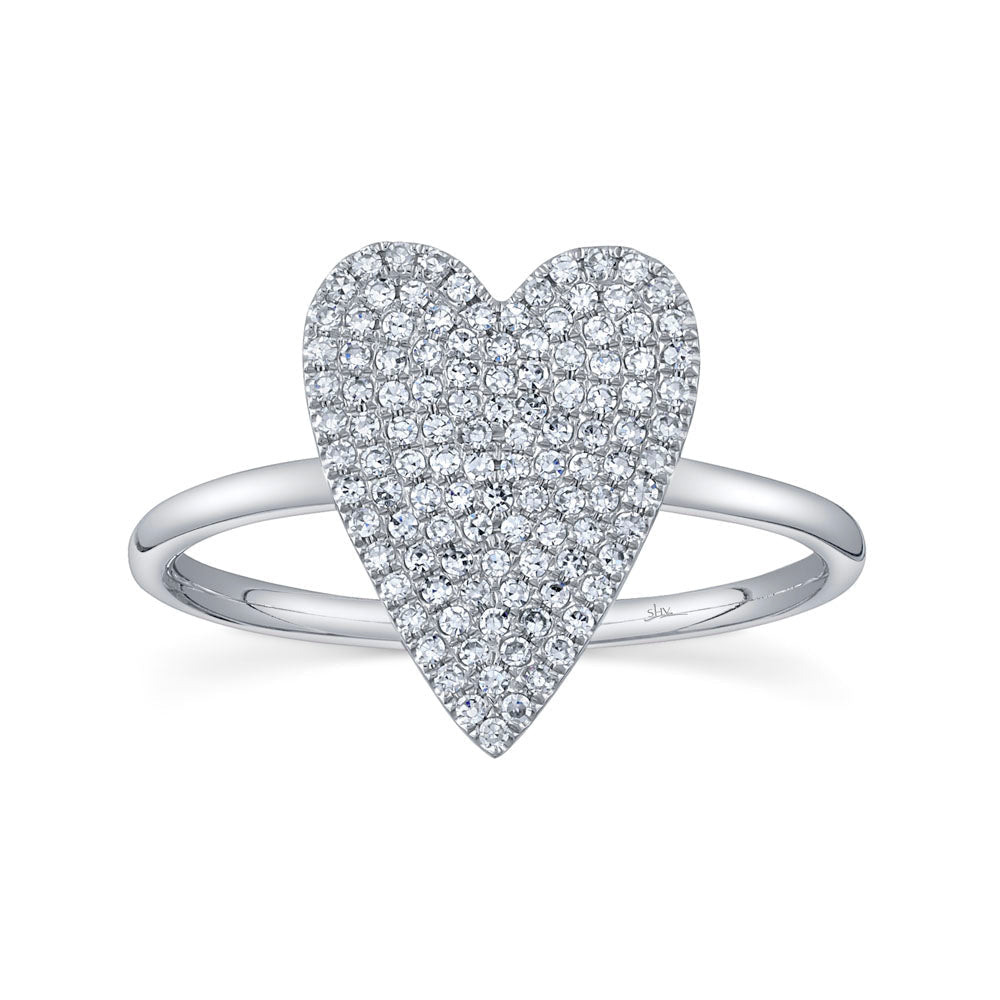 0.26CT 14K W/G DIAMOND PAVE HEART LADY'S RING
