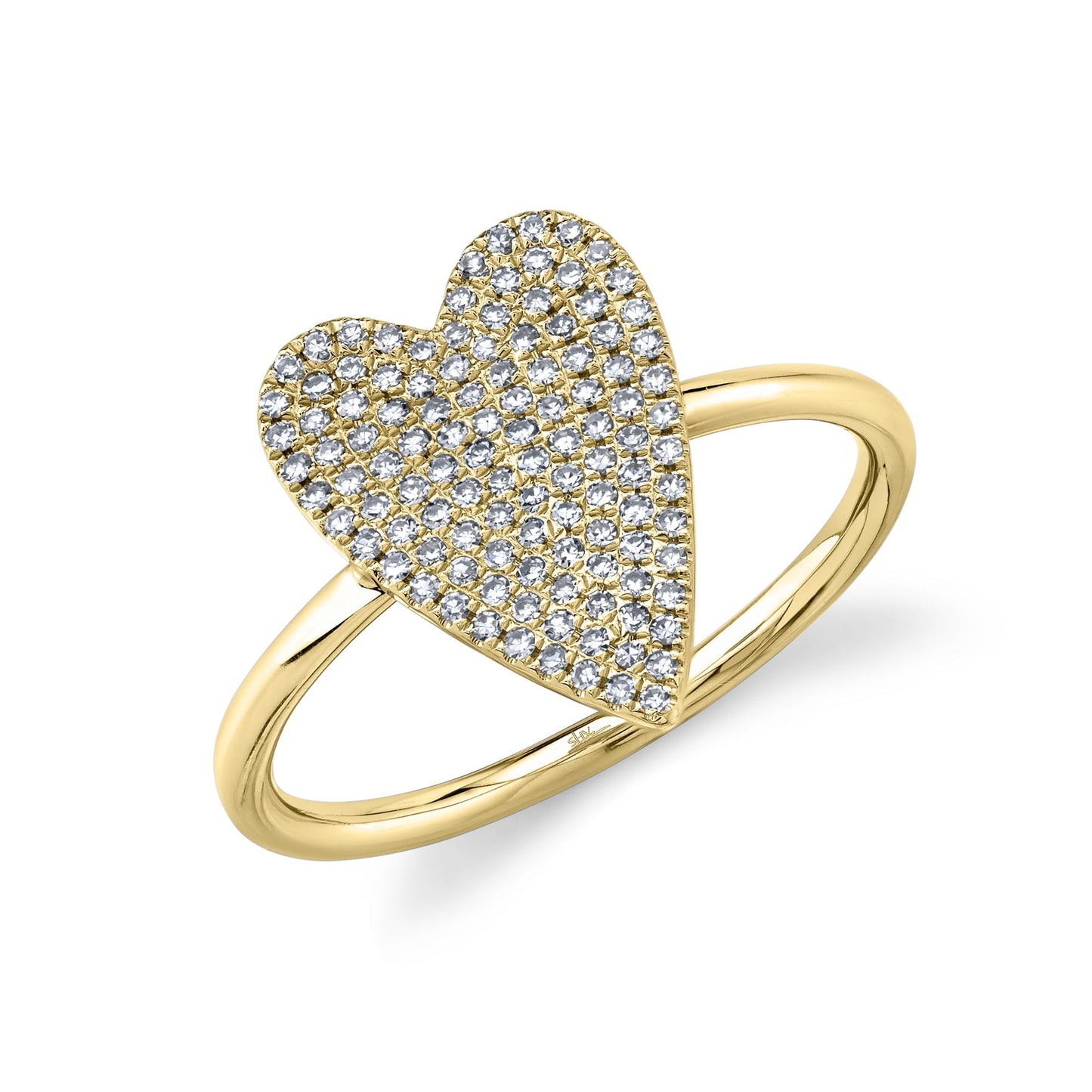 0.26CT 14K Y/G DIAMOND PAVE HEART LADY'S RING SZ 6