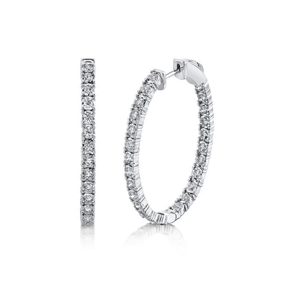 1.50CT 14K W/G DIAMOND OVAL HOOP EARRING