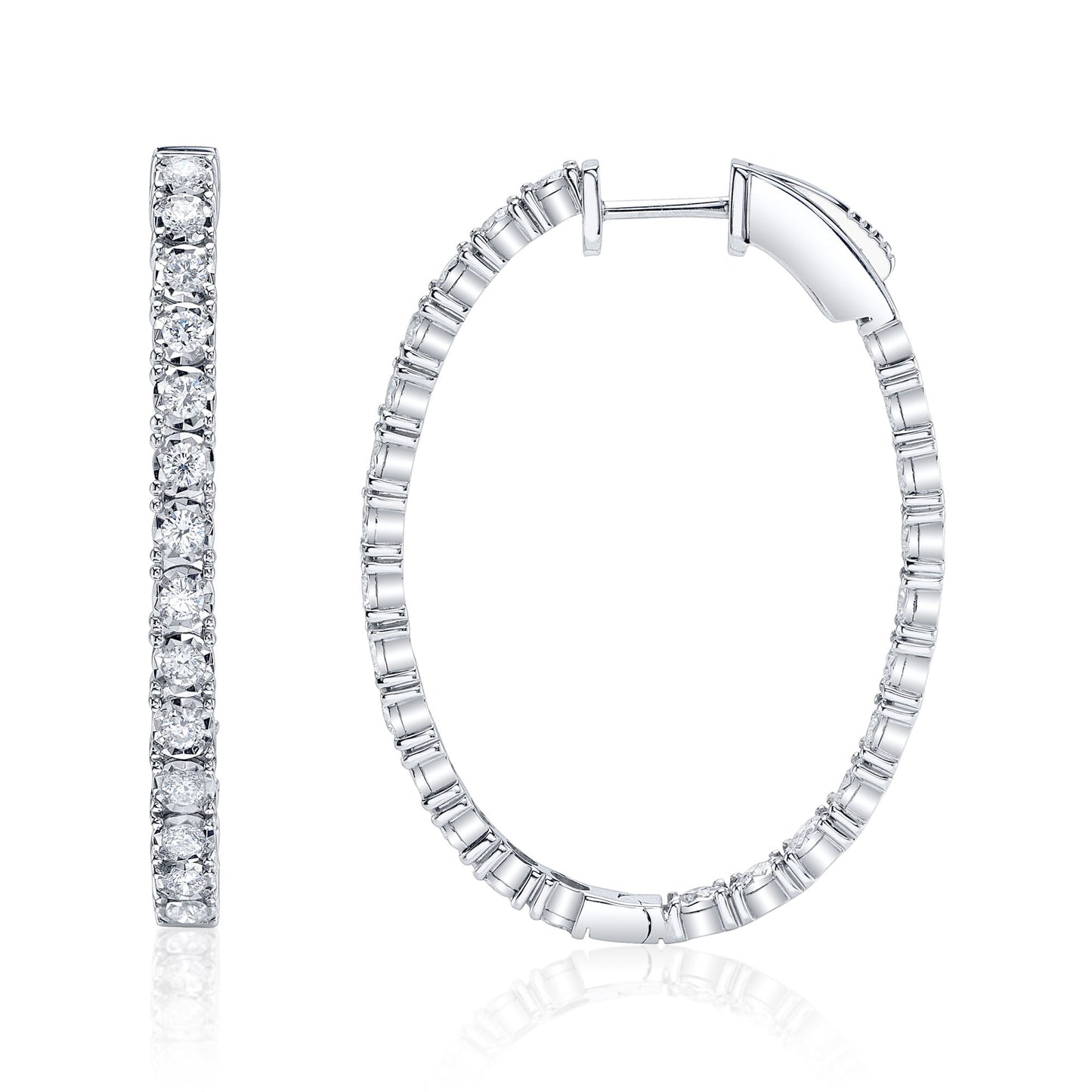 1.50CT 14K W/G DIAMOND OVAL HOOP EARRING
