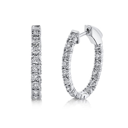 0.90CT 14K W/G DIAMOND OVAL HOOP EARRING