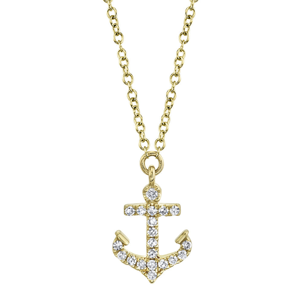 0.07CT 14K Y/G DIAMOND ANCHOR NECKLACE