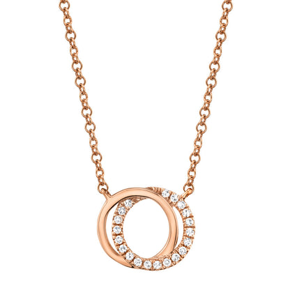 0.07CT 14K R/G DIAMOND LOVE KNOT CIRCLE NECKLACE