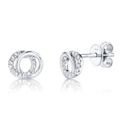 0.09CT 14K W/G DIAMOND LOVE KNOT CIRCLE STUD EARRING