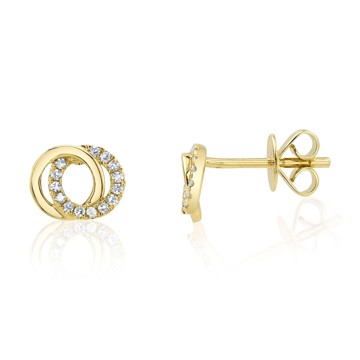 0.09CT 14K W/G DIAMOND LOVE KNOT CIRCLE STUD EARRING