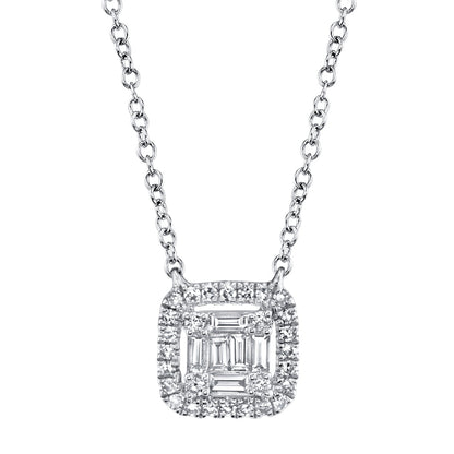 0.22CT 14K W/G DIAMOND BAGUETTE NECKLACE